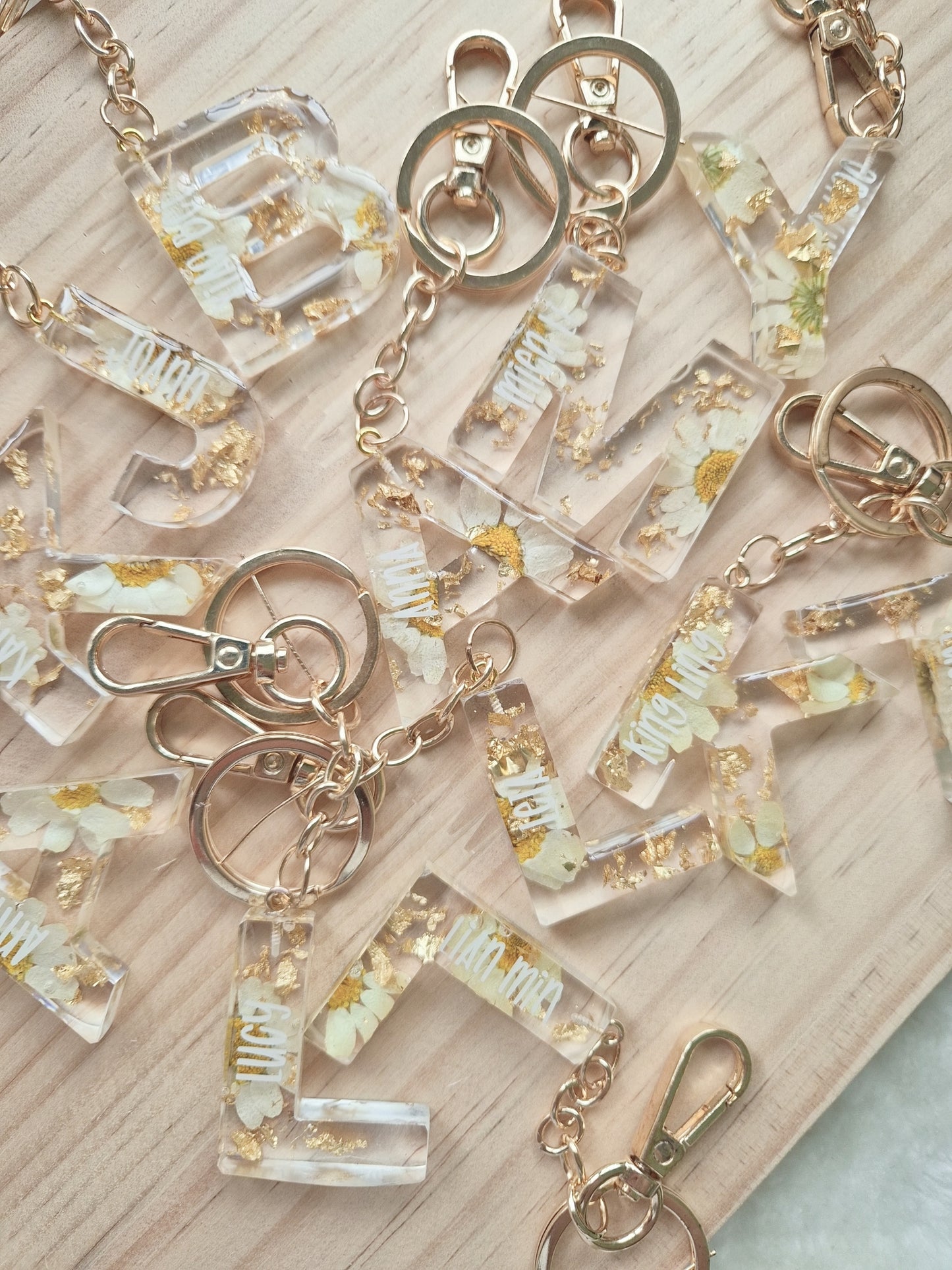 Floral Alphabet Keychain