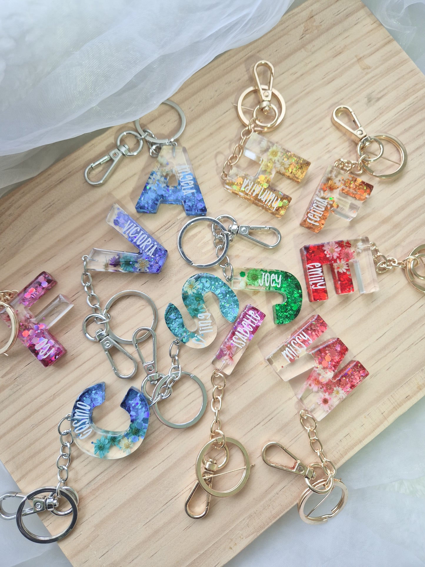 Dazzling Blooms Alphabet Keychain